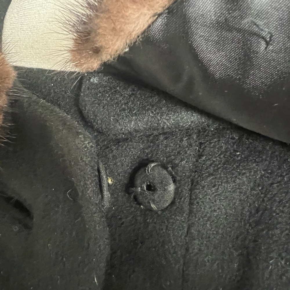 Vintage Black Cashmere Coat with Fur Collar - Picture 6 of 13